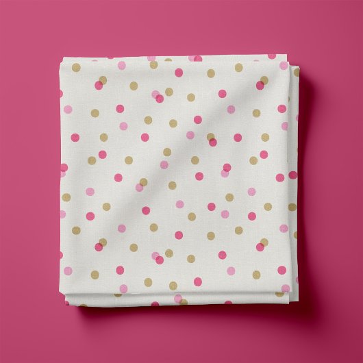 Tissu Points Confetti rose et or