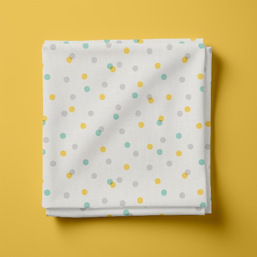 Tissu Points d'aqua gris et de confetti jaune