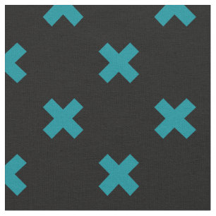 Tissu points de croix turquoises sur noir