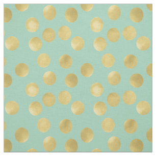 Tissu Points de tape-à-l'oeil de menthe et d'or