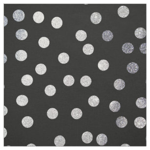 Tissu Points d'encre noire et de ville d'argent