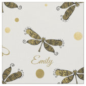 Tissu Points et libellules de nom doré personnalisés (Fermer)