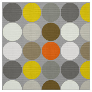 Tissu Points géants, gris, or et orange de la moitié d