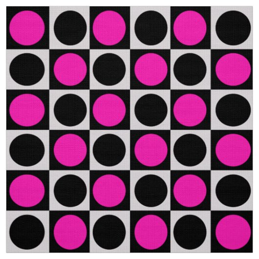 Tissu Points Géométriques À damiers Rose Et Noir (Échantillon)