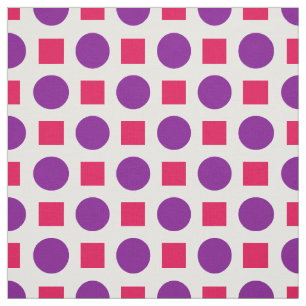 Tissu Points pourpres et carrés fuchsia