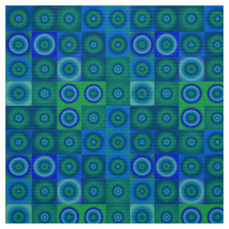 Tissu Points verts bleus et Carrés