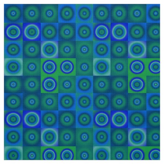 Tissu Points verts bleus et Carrés (Échantillon)