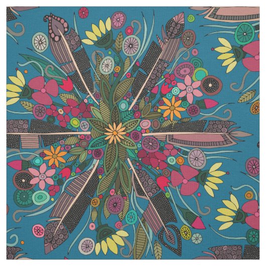Tissu pois bohème bleu (Échantillon)