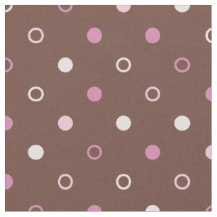 Tissu pois chic brun et rose