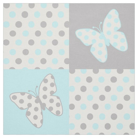 Tissu Pois gris bleu papillon (Échantillon)