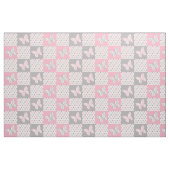 Tissu Pois gris rose papillon (Yard)