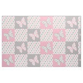 Tissu Pois gris rose papillon (Fat Quarter)