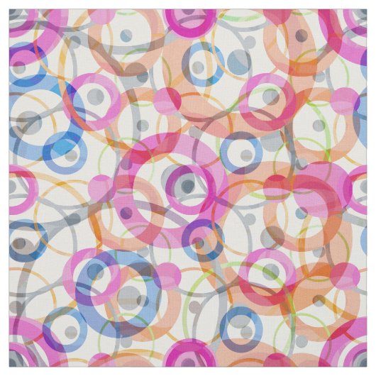 Tissu Pois multicolores, cercles sur un blanc (Échantillon)