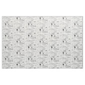 Tissu Poisson du milieu du siècle noir et blanc (Fat Quarter)