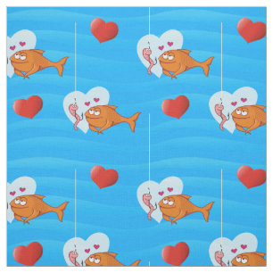 Tissu Poisson et appât en amour Motif