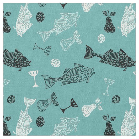 Tissu Poisson et fruits (Fermer)