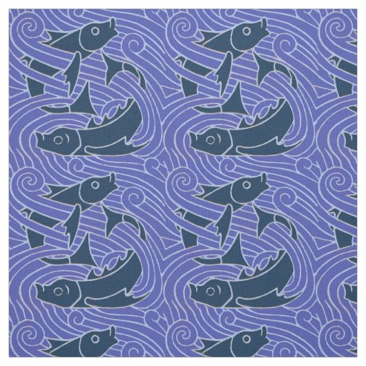 Tissu Poisson Gras Baignade Océan Bleu Pêche (Échantillon)