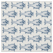 Tissu Poisson médiéval imprimé en bloc (Échantillon)