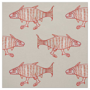 Tissu Poisson médiéval sur parchemin