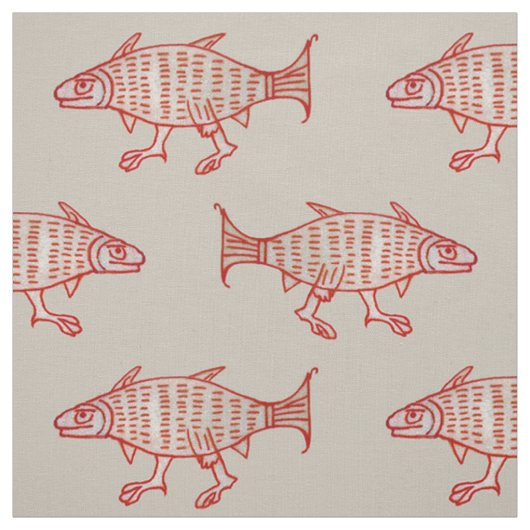 Tissu Poisson médiéval sur parchemin (Échantillon)