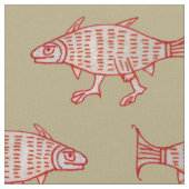 Tissu Poisson médiéval sur Tan (Fermer)