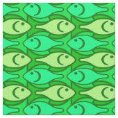 Tissu Poisson moderne du milieu du siècle, tons vert cit (Fermer)