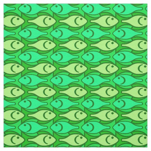 Tissu Poisson moderne du milieu du siècle, tons vert cit (Échantillon)