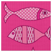 Tissu Poisson Moderne Rétro, Fuchsia, Rose Clair, Rose P (Fermer)