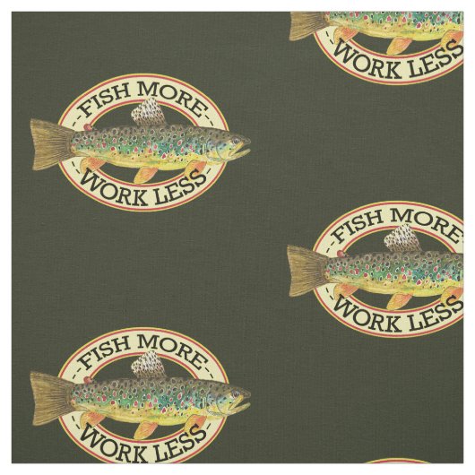 Tissu POISSON PLUS - TRAVAILLER MOINS Funny Pêche à la t (Échantillon)