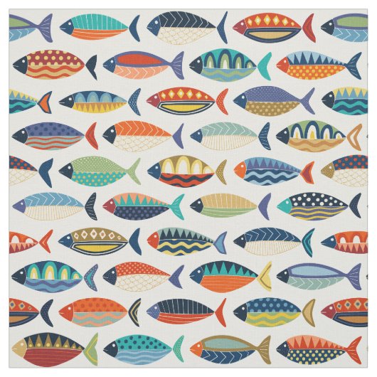 Tissu poisson rétro (Échantillon)