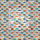 Tissu poisson rétro (Carreau)