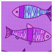 Tissu Poisson Rétro Moderne, Violet et Pourpre Améthyste (Fermer)