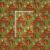 Tissu poisson vert paisley (Carreau)