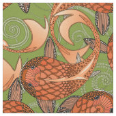 Tissu poisson vert paisley (Fermer)