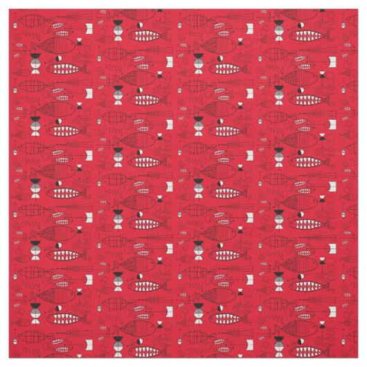 Tissu Poissons lunatiques modernes de la moitié du (Échantillon)