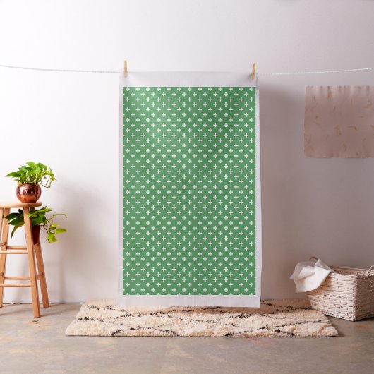 Tissu Polka blanche croise sur vert (In Situ)