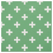 Tissu Polka blanche croise sur vert (Échantillon)