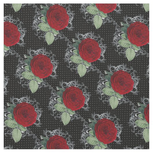 Tissu Polka Dot Rose Gothique Damask Fabric (Fermer)