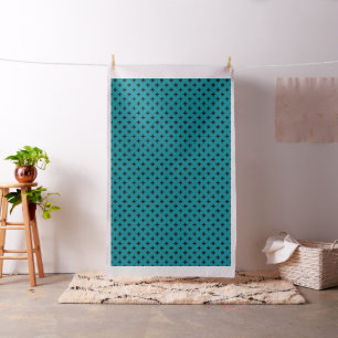 Tissu Polka noire croise sur turquoise