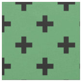 Tissu Polka noire croise sur vert (Fermer)