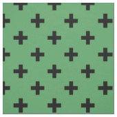 Tissu Polka noire croise sur vert (Échantillon)