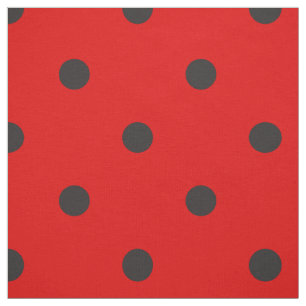 Tissu Polka noire rouge flamenco espagnole