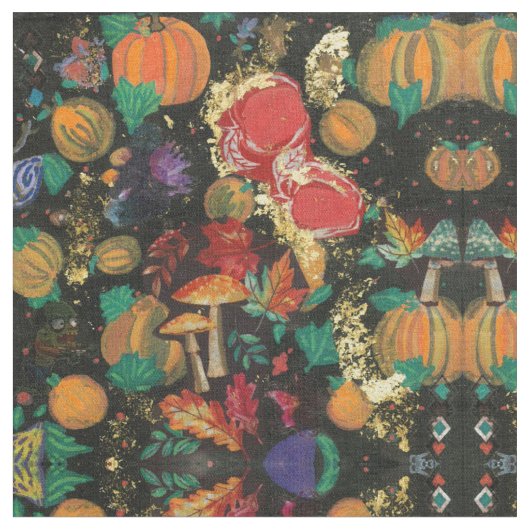 Tissu Pomme et épices de citrouille d'automne (Fermer)