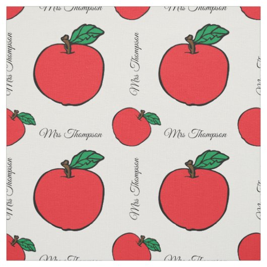Tissu Pomme Rouge avec Nom de l'Enseignant au Yard (Échantillon)