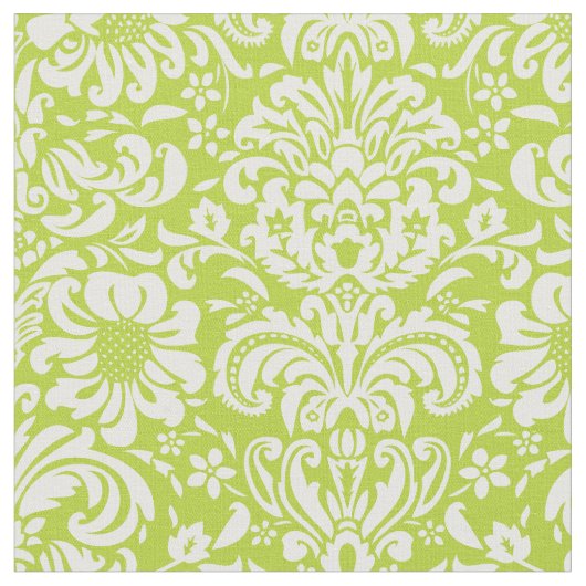 Tissu Pomme vert Floral Damask (Fermer)