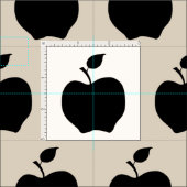 Tissu Pommes blanche et noire (Carreau)