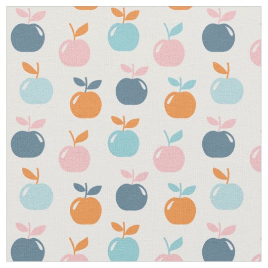 Tissu Pommes mignonnes sur blanc (Fermer)