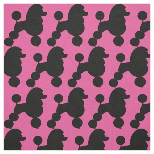 Tissu Poodle noir sur rose (Échantillon)