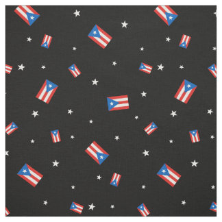 Tissu Portoricain: Drapeaux et étoiles noirs