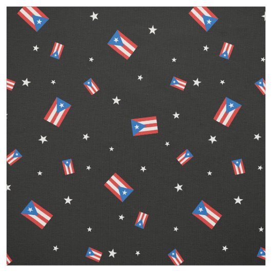 Tissu Portoricain: Drapeaux et étoiles noirs (Échantillon)